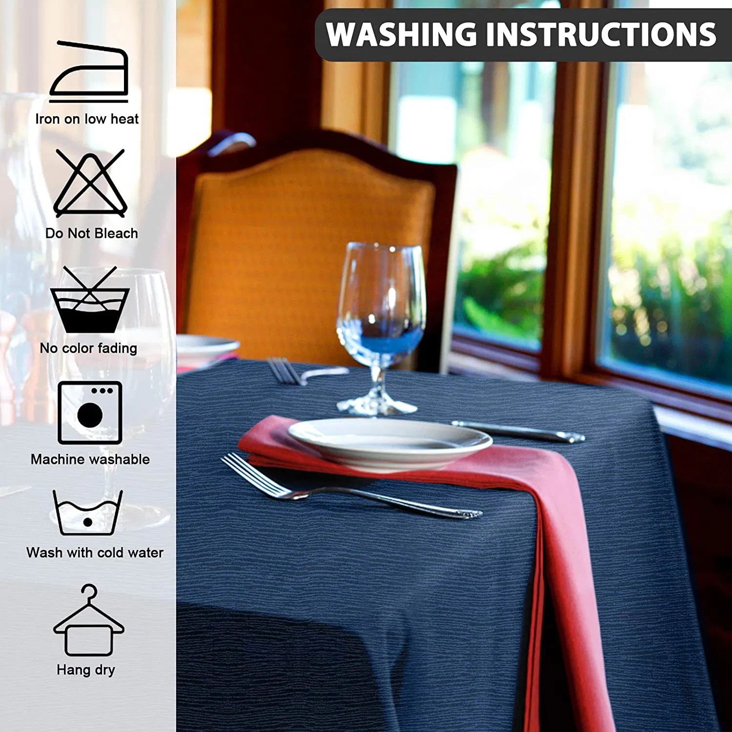 Rectangle Tablecloth Jacquard Bark Crepe Pattern Water Resistantpolyester Table Cloth
