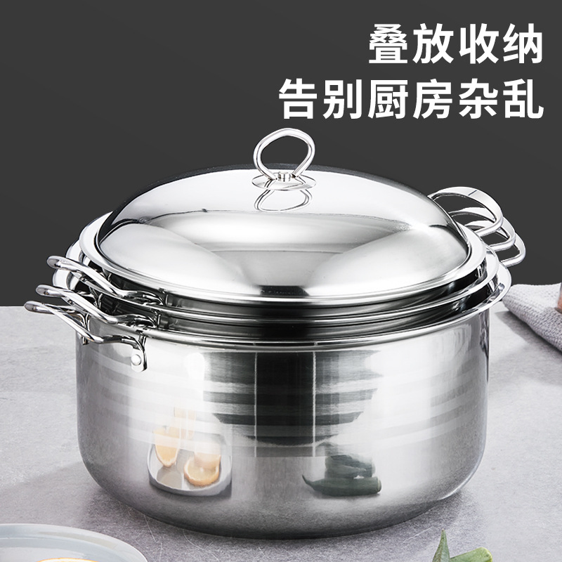 High Quality Heavy Thick Stainless Steel Stock Pot 6PCS 3 Sets Soup Stock Pots Soup Pot Stainless Steel Stock Pot for Soup Cookware Soup Pot Wholesale Price