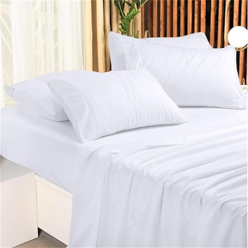 Polyester/Cotton 50/50 250 Thread Count White Satin Stripe Single Flat Hotel Sheet