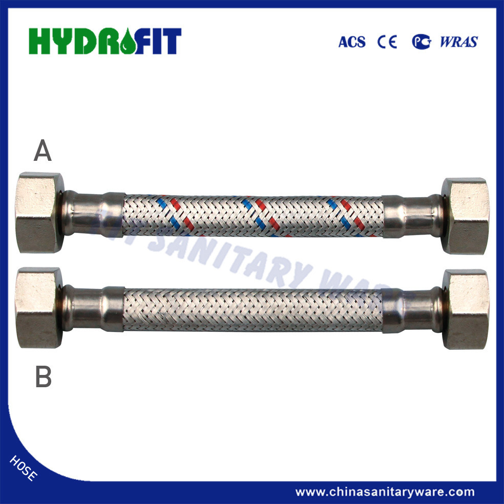 Factory Bathroom 15mm*1/2f Stainless Steel Tight Wired Push Fit Flexible Woven Braided Hose (HY6363)