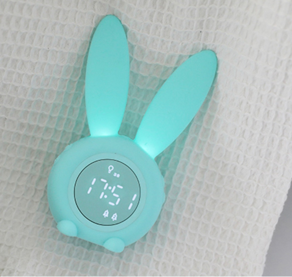 Customize Cute Rabbit Shape Alarm Clock Wake up Colorful Light Sunrise