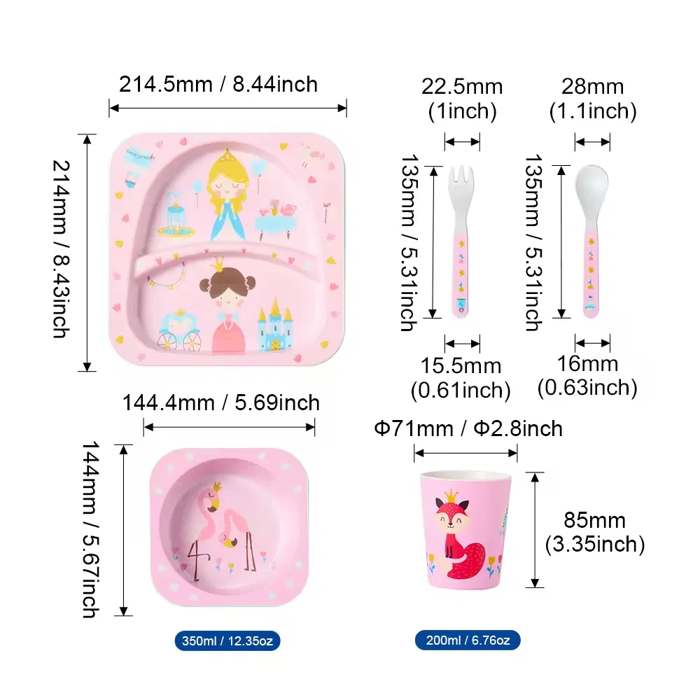 Eco-Friendly Kids RPET Plastic Melamine Dinner Plate and Fun and Functional RPET Kids Tableware Cutlery Set