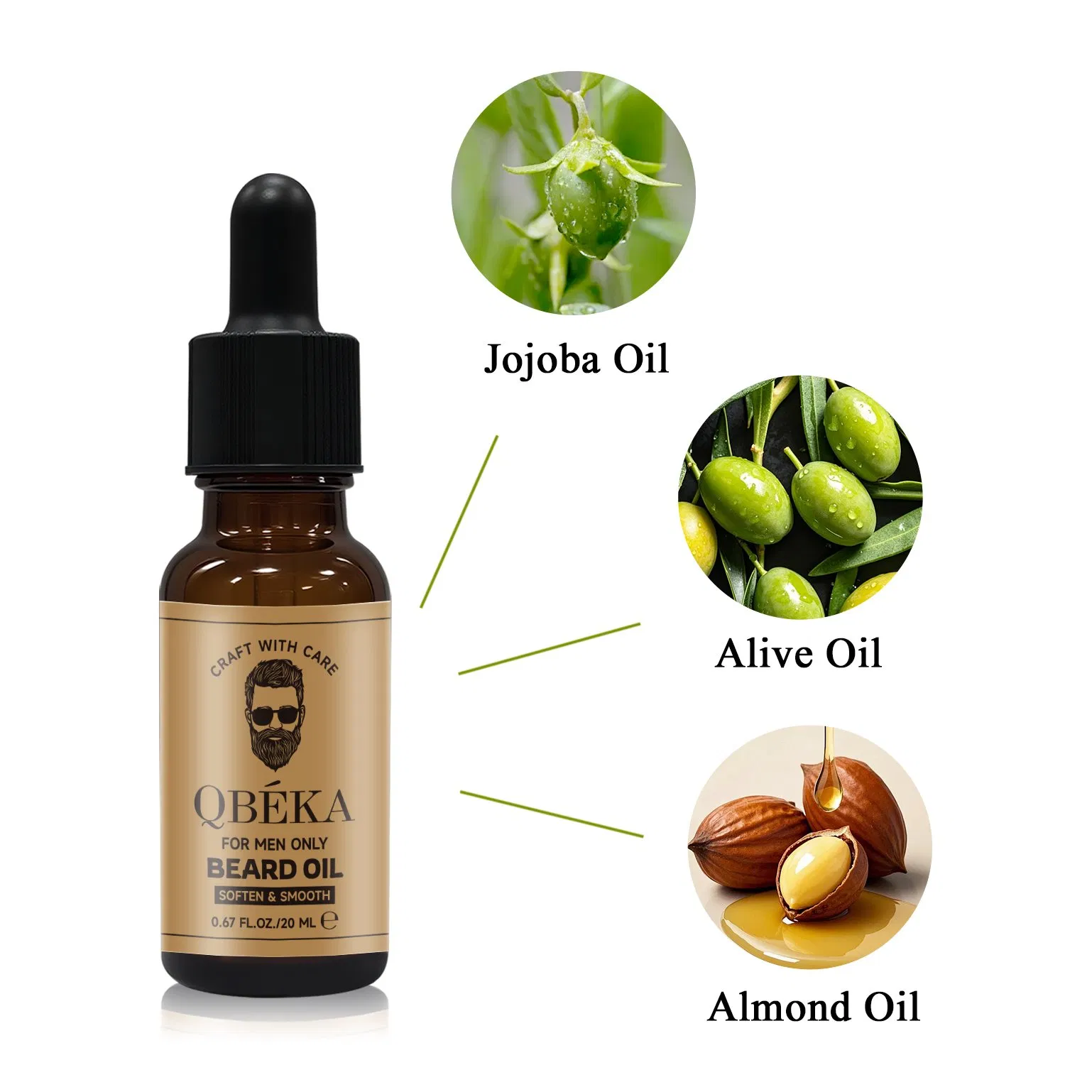 Qbeka Beard Oil for Men - Nourish, Soften & Tame Facial Hair