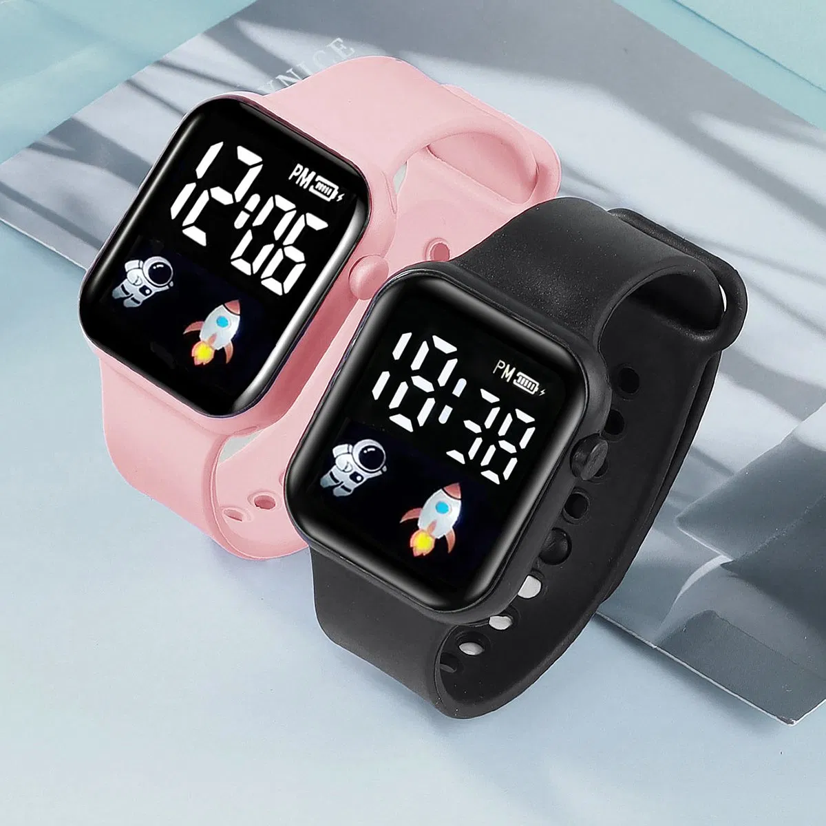 2 Color Watch Set Couple Gifts Cute Cartoon Gilr Pink