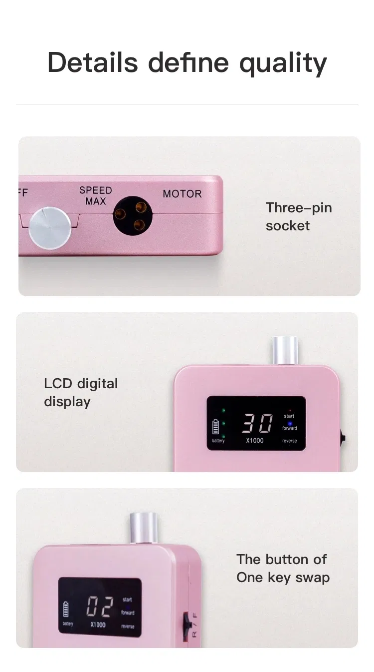 35000rpm Low Noise Professional Manicure Portable E File Electric Nail Drill Machine for Nail Art Gel Salon