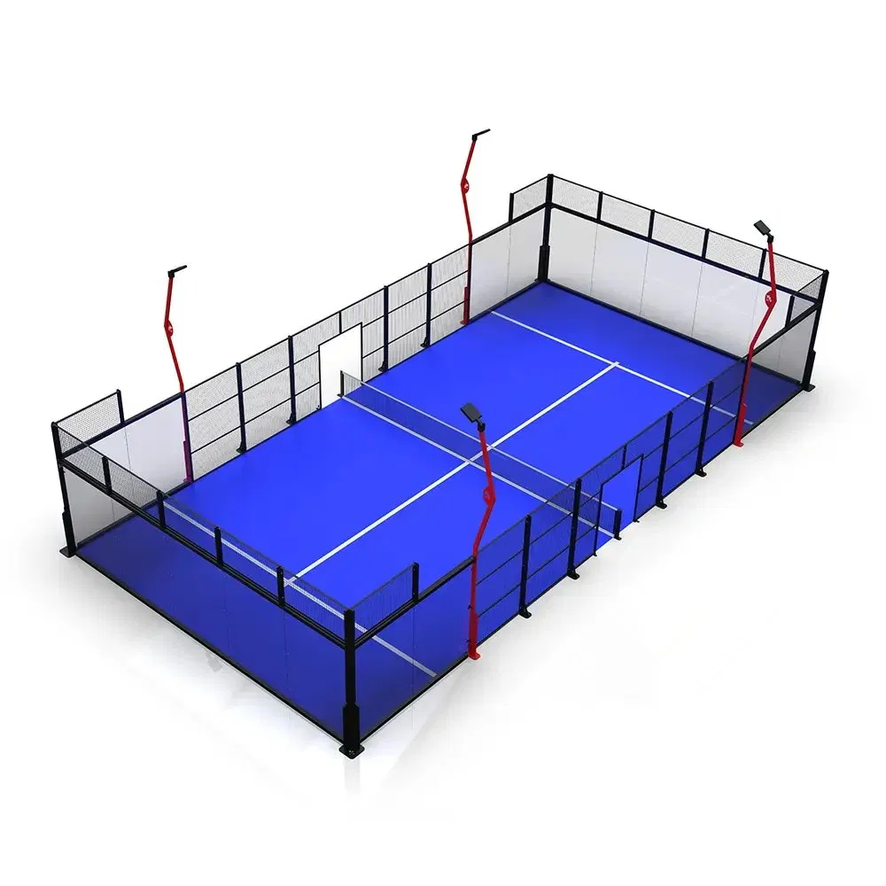 Premium Panoramic Outdoor Padel Court in Blue Single Tennis Court for Construction Sports Use