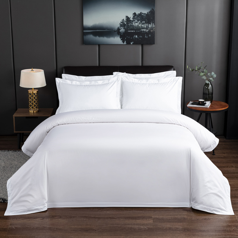Wholesale Custom Size Breathable Hotel Bedding Set White Cotton Bed Sheet