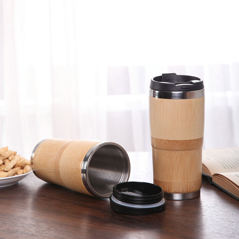 Natural Bamboo Tumbler Stainless Steel Travel Mug