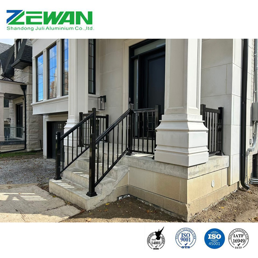 Metal Balcony Fence Handrail Deck Balusters Aluminium Alloy Stair Guardrail External Balustrade Aluminum Staircase Railing with High Quality for Villa