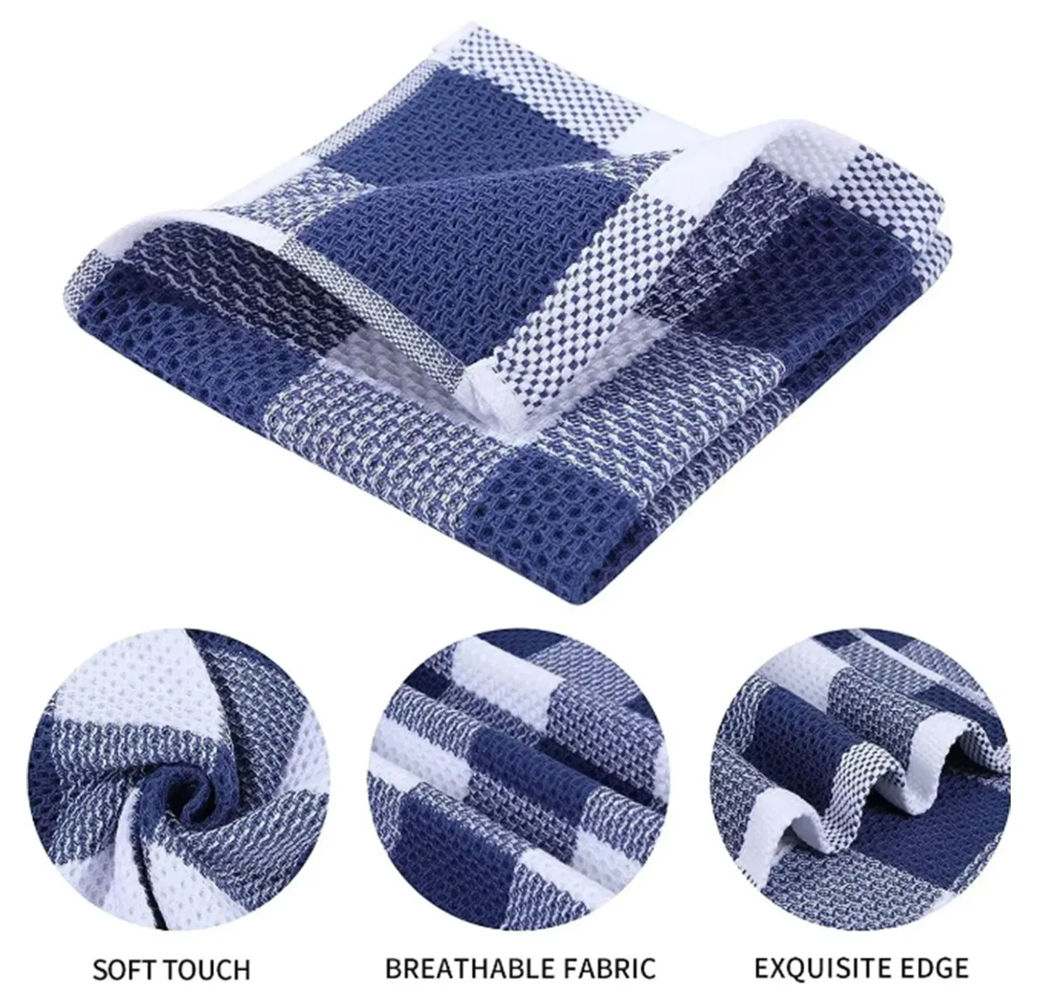 Cotton Dishcloth Towel, 100% Cotton Cloth Soft and Absorbent Checkered Dish Towels, Quick Drying Dish Rags