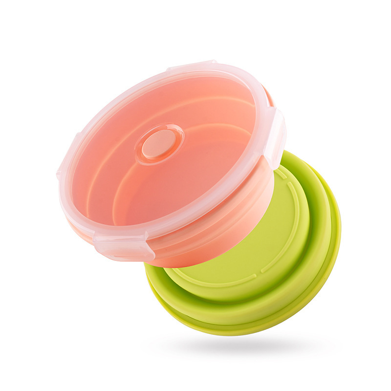 New Round Silicone Lunch Box, Silicone Collapsible Lunch Box for Preservation and Freezing, Silicone Fresh-Keeping Box Lunch Box