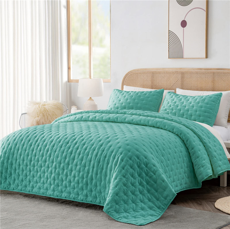 All Seasons 3 Pieces Cotton Quilt Set King Soft Lightweight Bedspreads & Coverlets with Pillow Shams