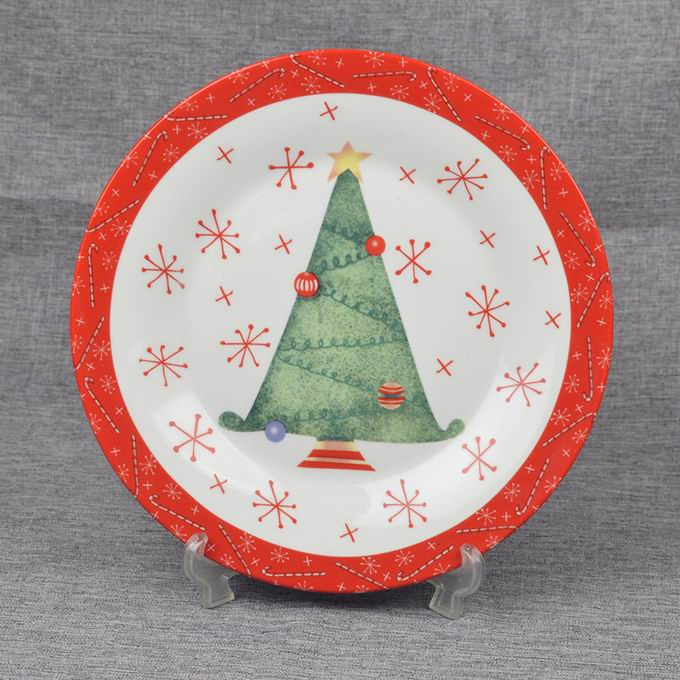 8"7.5"Christmas Full Gift Display Dinner Meat Coup Flat Plate Porcelainware Ceramic Tableware