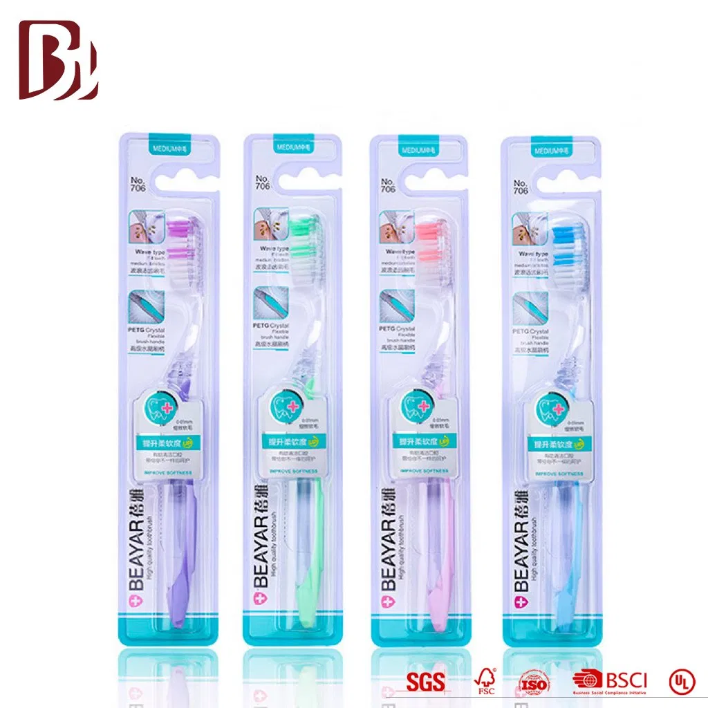 Medium Comfortable Transparent Handle Toothbrush with Deep Clean Bristles