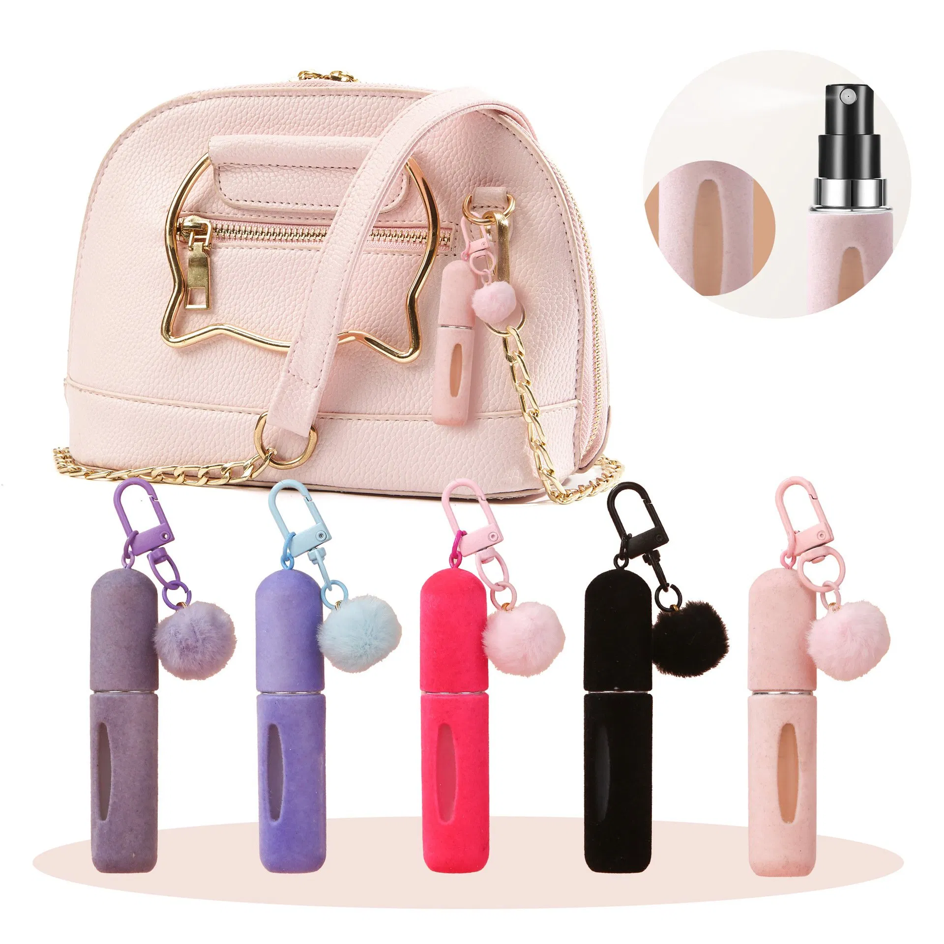 New Explosive Plush Bag Hanging Perfume Bottle 5ml Perfume Sub Bottle Portable Travel Spray Bottle