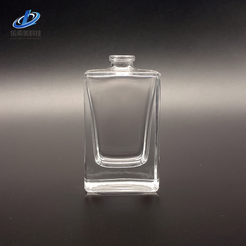 80ml Glass Perfume Bottle Square-Shaped No Screw Bottleneck Sealed with Crimped Sprayer Cosmetic Packaging Mist Pump Sprayer Empty