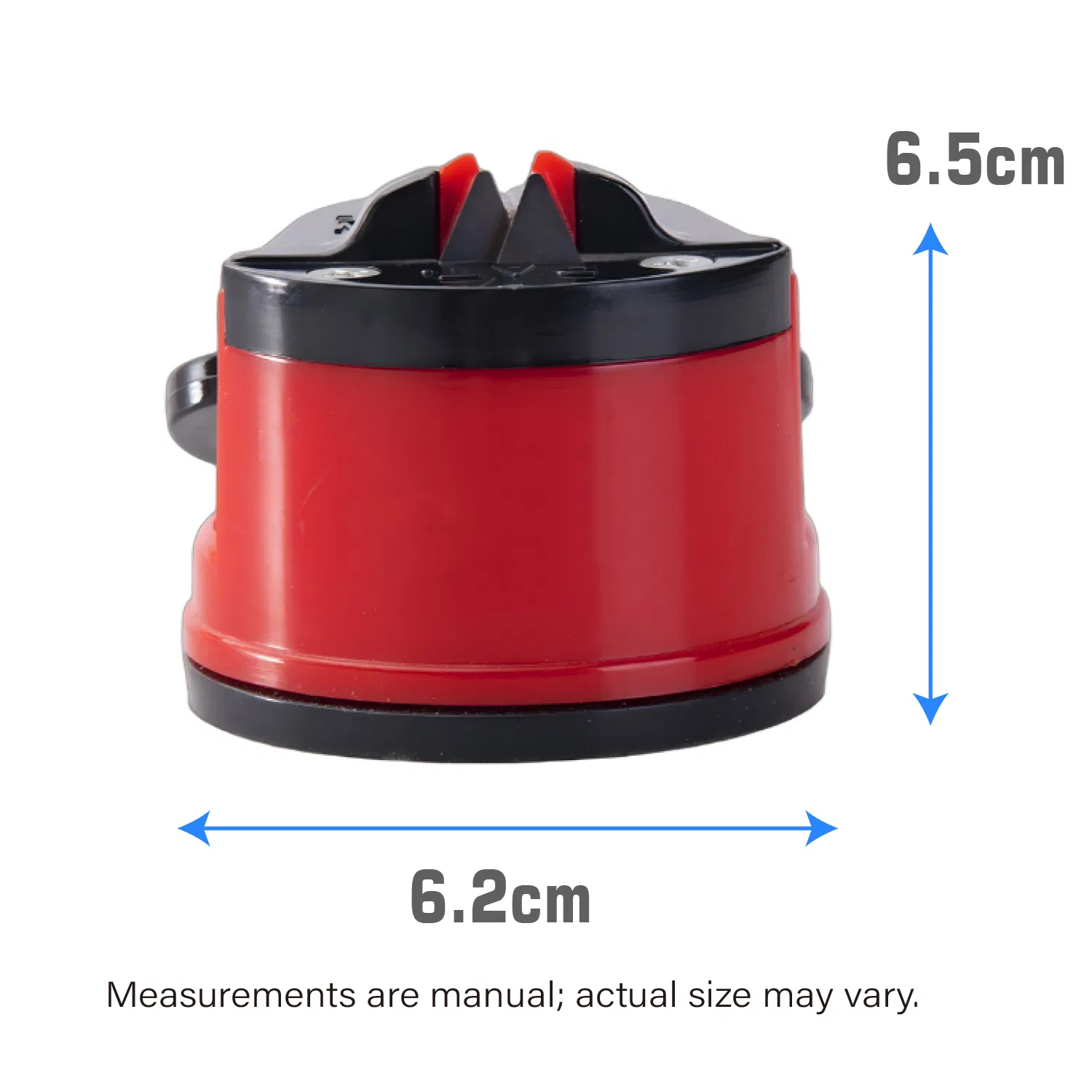Red Knife Sharpener Powergrip Suction Base 200X Force Increase Mini Size Fast 3 Step Sharpening for Most Kitchen Knives Tool