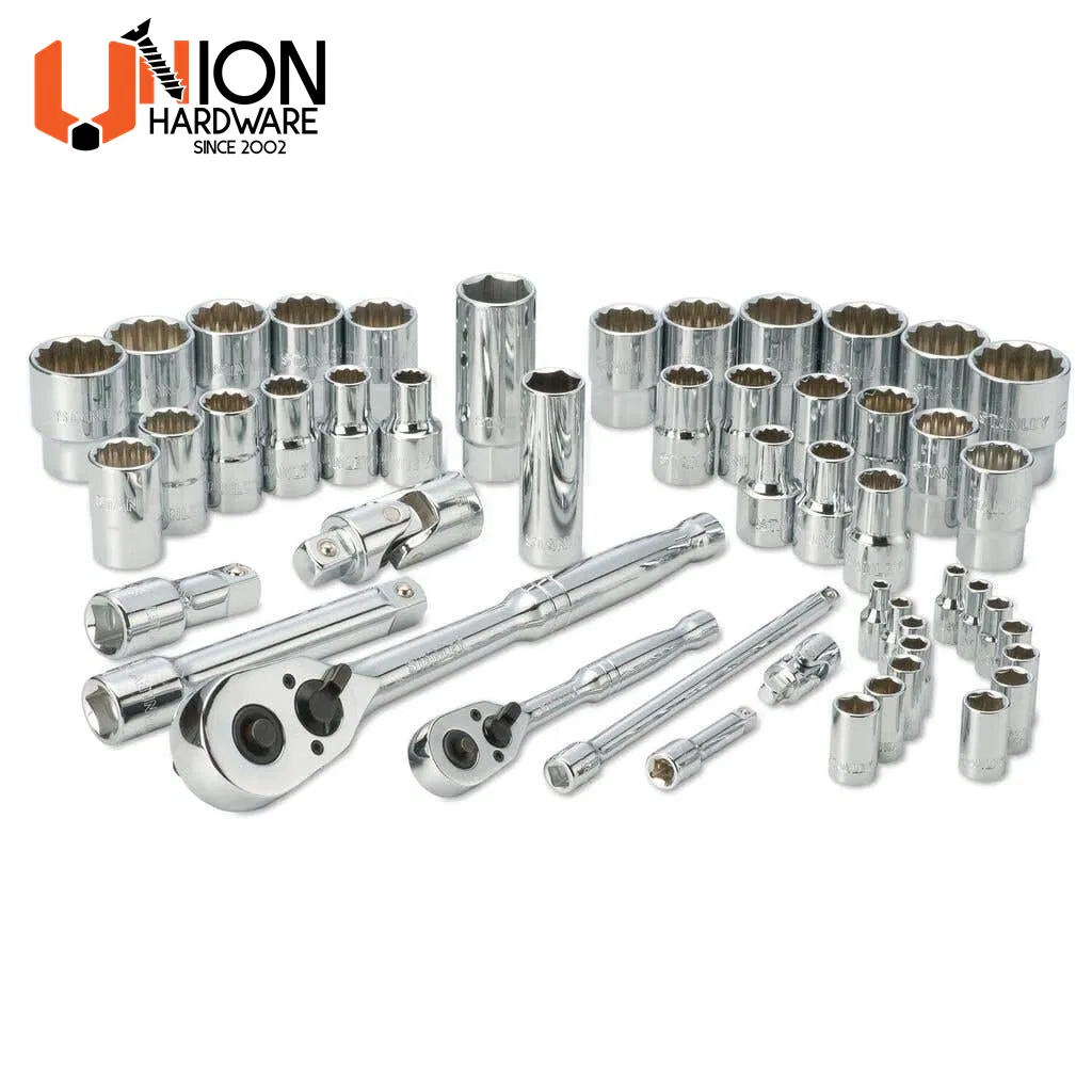 Customized Surface Treatment Chrome Knurling 1/4 Inch 3/8 Inch 1/2 Inch Auto Repairing CRV Metric Drive Socket with Tool Set