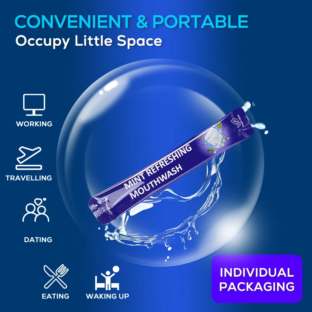 Travel Fresh Breath Zero-Alcohol Mouthwash Sachets