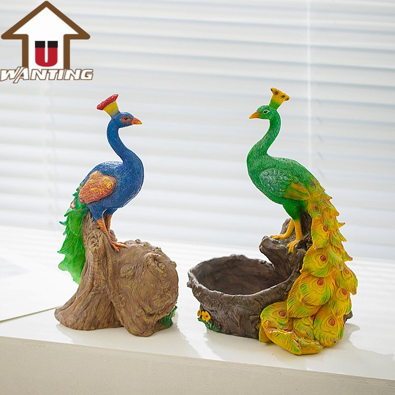 Peacock Custom Home Decor Wine Rack Ornament Desktop Clock Decoration Art Gift