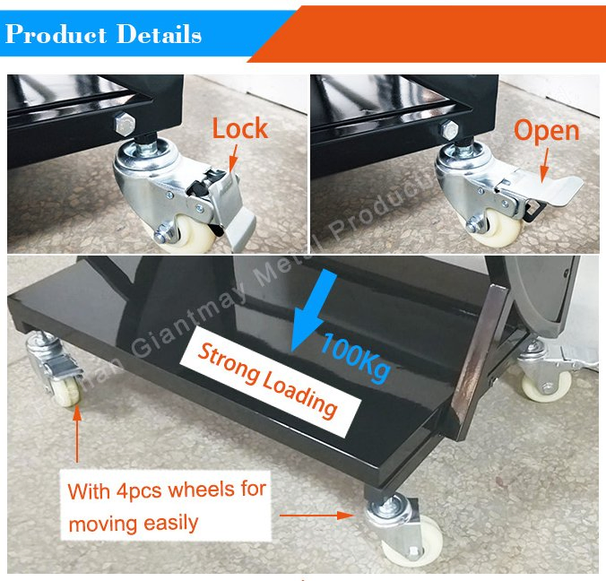 Heavy Duty Floor Stand Car Battery Display Rack Metal Automotive Battery Shelf with Wheels for Supermarket