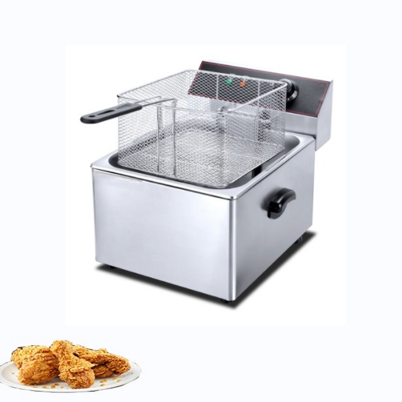 Commercial Kitchen Appliance 8L 1-Tank 1-Basket Electric Fryer Tempura Frying Machine