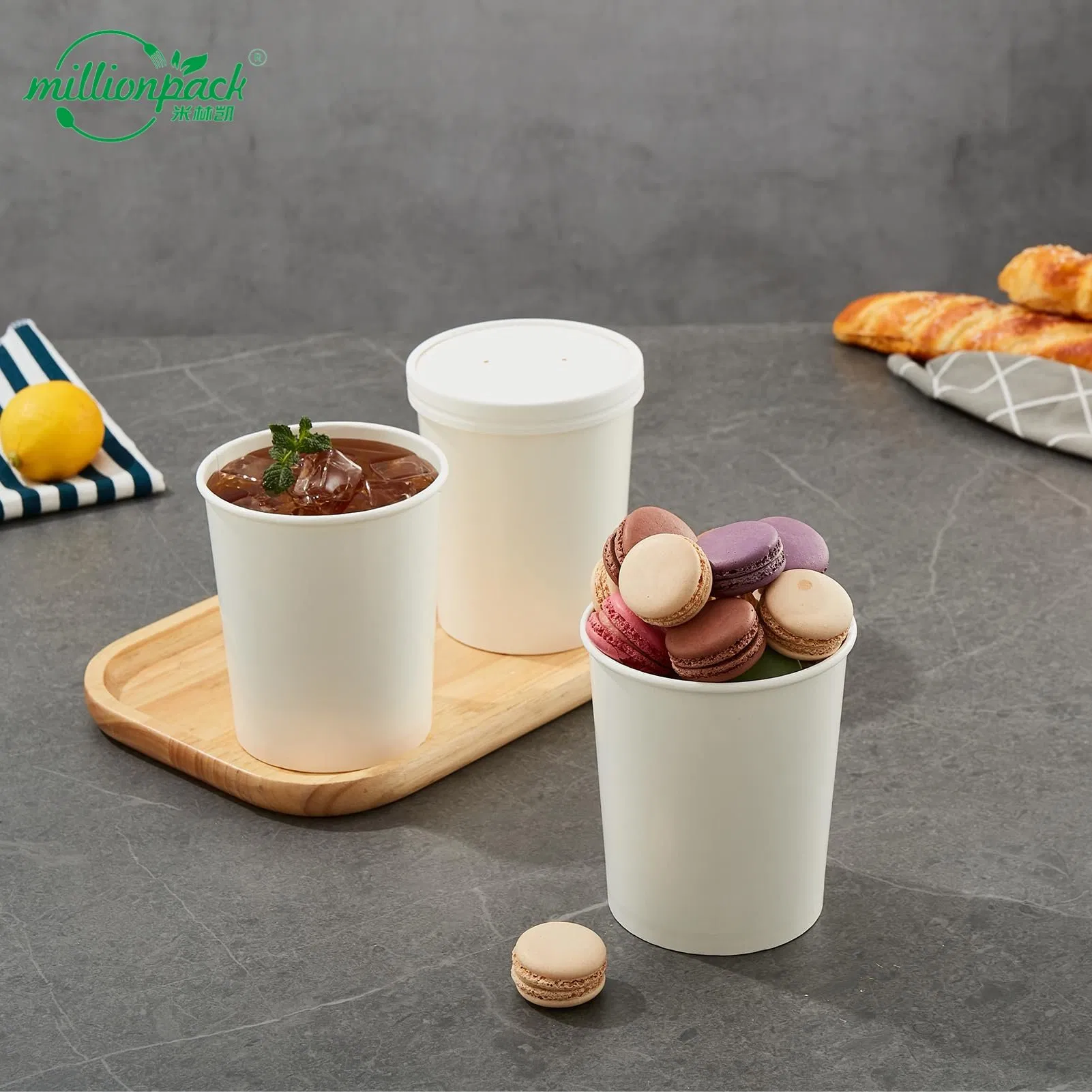 Compostable Complete Meal Paper Soup Cup with Kraft Soup Bowl Solution