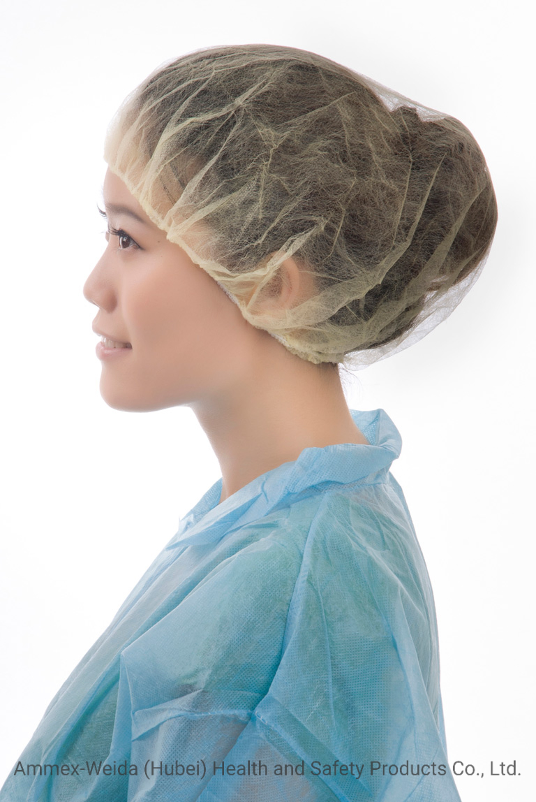 Prevent Dust Single Use Non-Woven Bouffant Cap with Single Elastic Rubber Free Size for All People