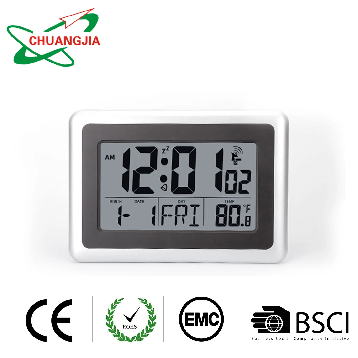 Auto-Set Atomic Digital Wall Clock with Temperature, Date, Humidity