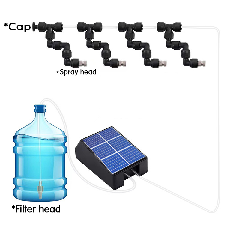 Automatic Solar Panel Power Drip Micro Spray Mist Irrigation Kit Indoor Plant
