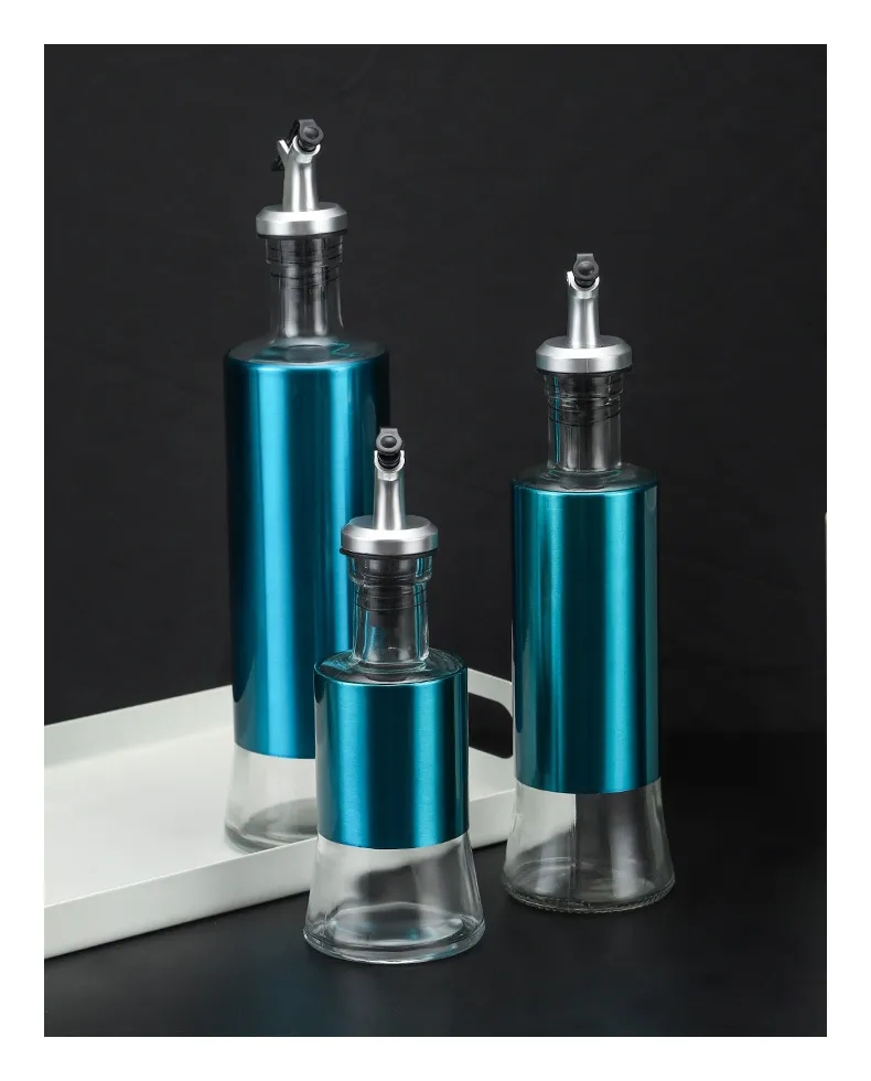 Empty Vinegar Olive Oil Dispenser Bottles Glass Seasoning Cooking Oil Bottle Kitchen with Lever Lid