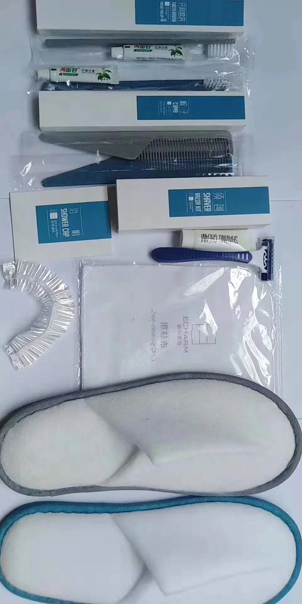 Amenity Kits in Paper Box for Hotel Room Using