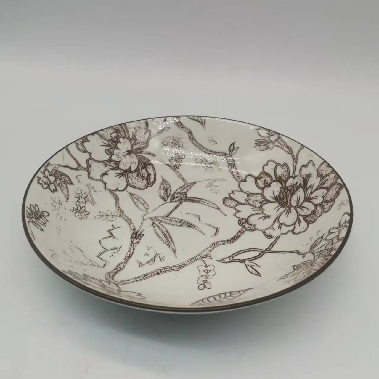 8"Coup Moon Soup Plate Stamp Decal Ceramic Porcelain Tableware
