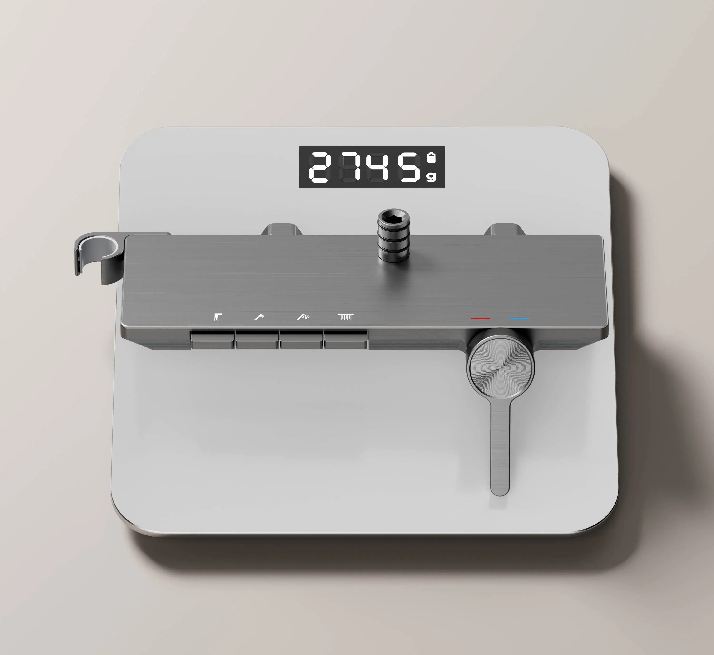 Bathroom Faucet Hot Cold Tap Round Bath Gunmetal Gray Shower Set