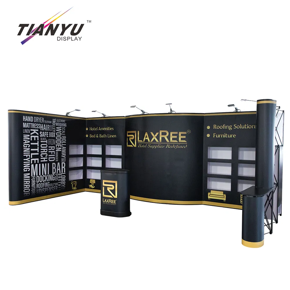 Tianyu 10X20 Popup Aluminum PVC Backdrop Trade Show Banner Display Stand with Spotlight