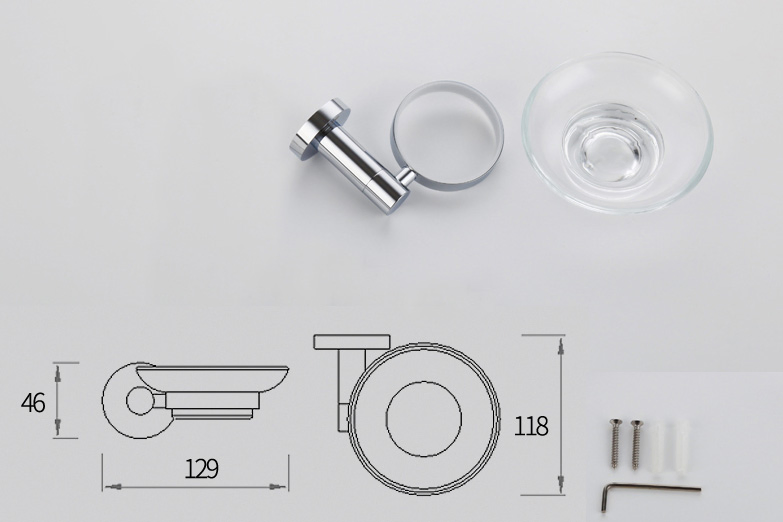 Wall Mounted Round Style Brass Soap Holder Chrome Finish 2411