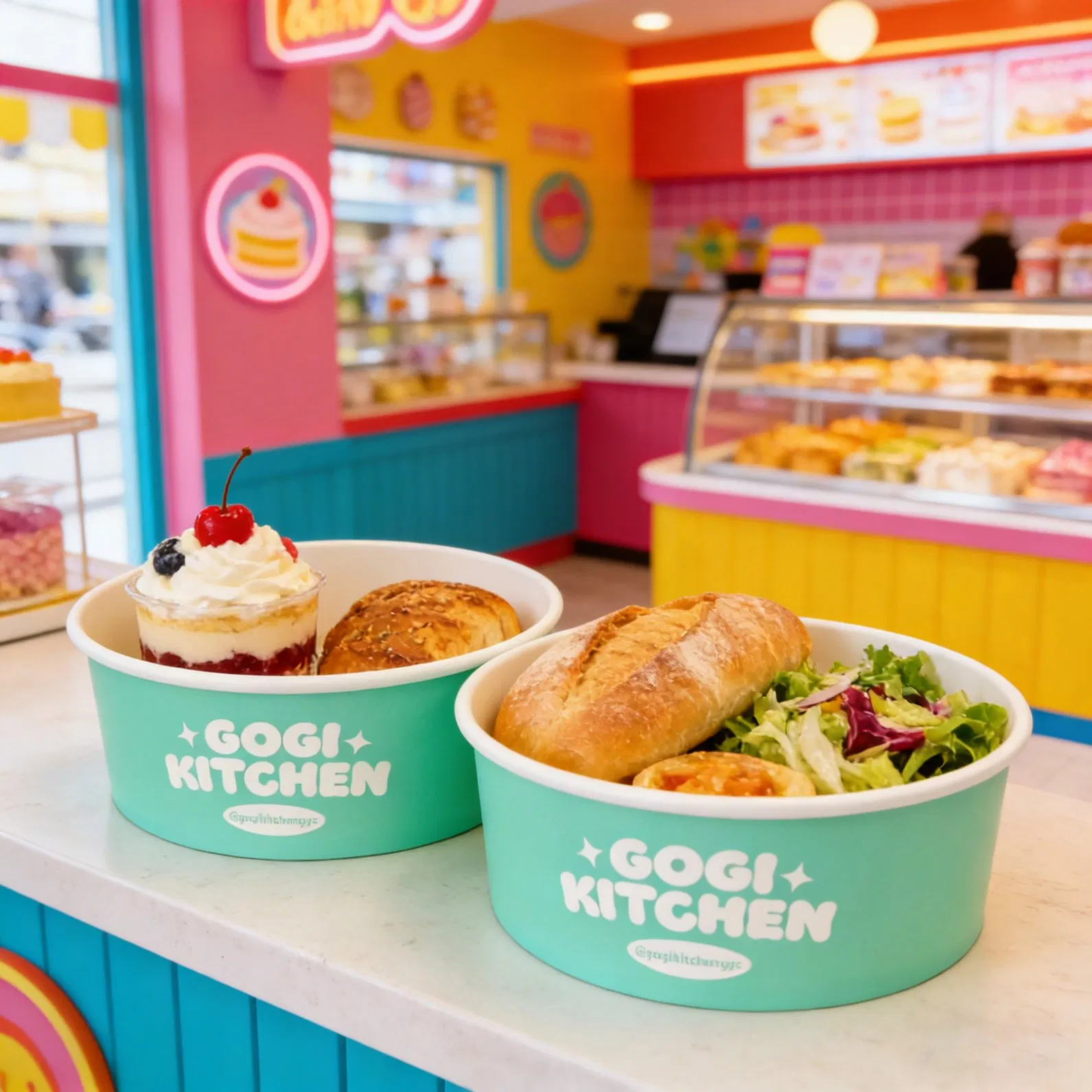 Disposable Kraft Paper Salad Bowl with Custom Size for Different Food Needs