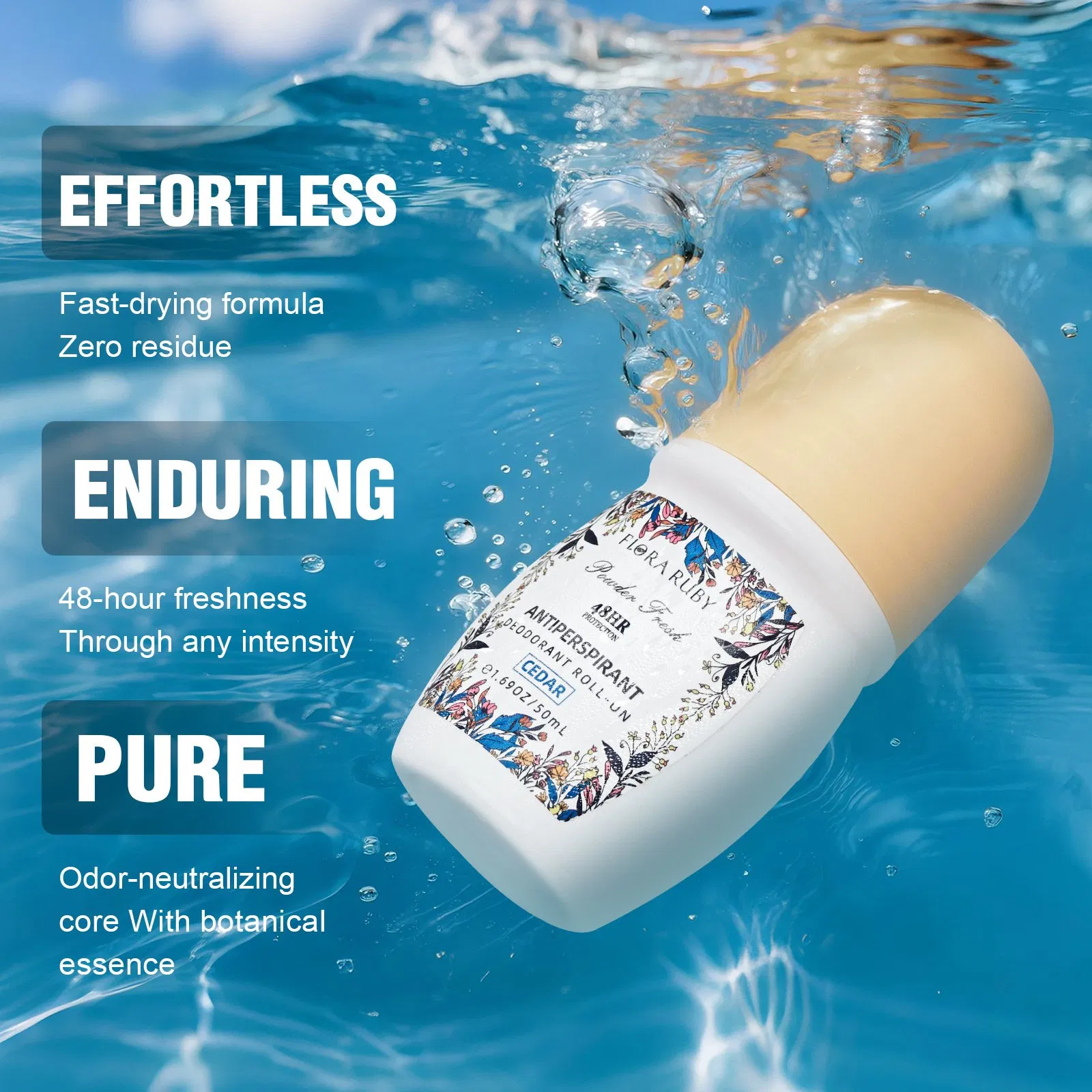 Refreshing Aluminum-Free Deodorant with Gentle Pearl Beads Touch