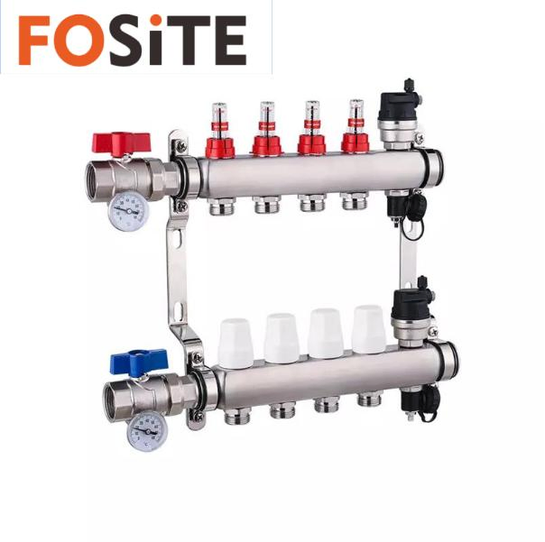 Long Flow Meter Brass Water Manifold with for Underfloor Heating Manifold