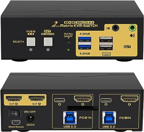 Матричный KVM-переключатель 4x2 HDMI 4K 60Hz