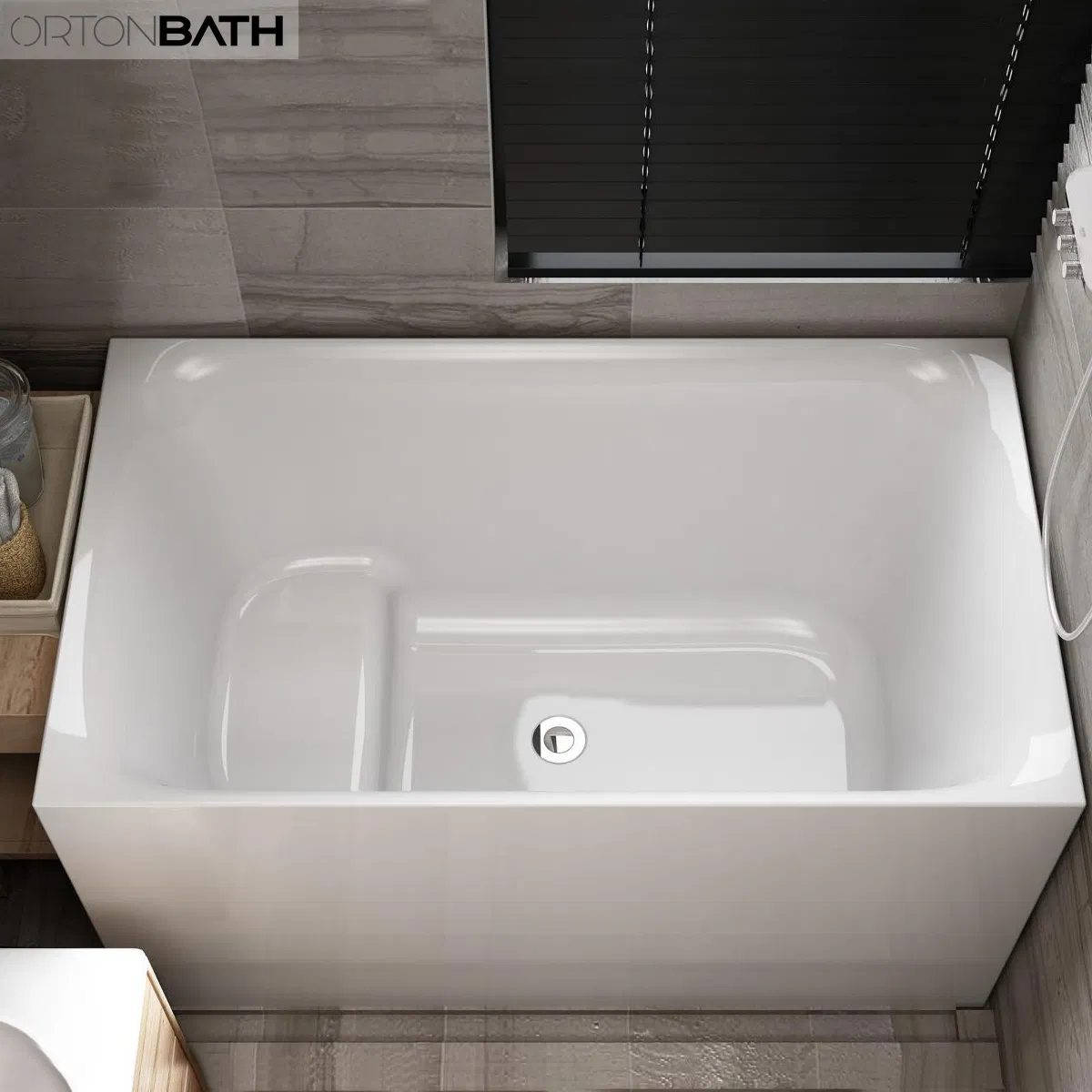 Угловая акриловая ванна Orton с гидромассажем