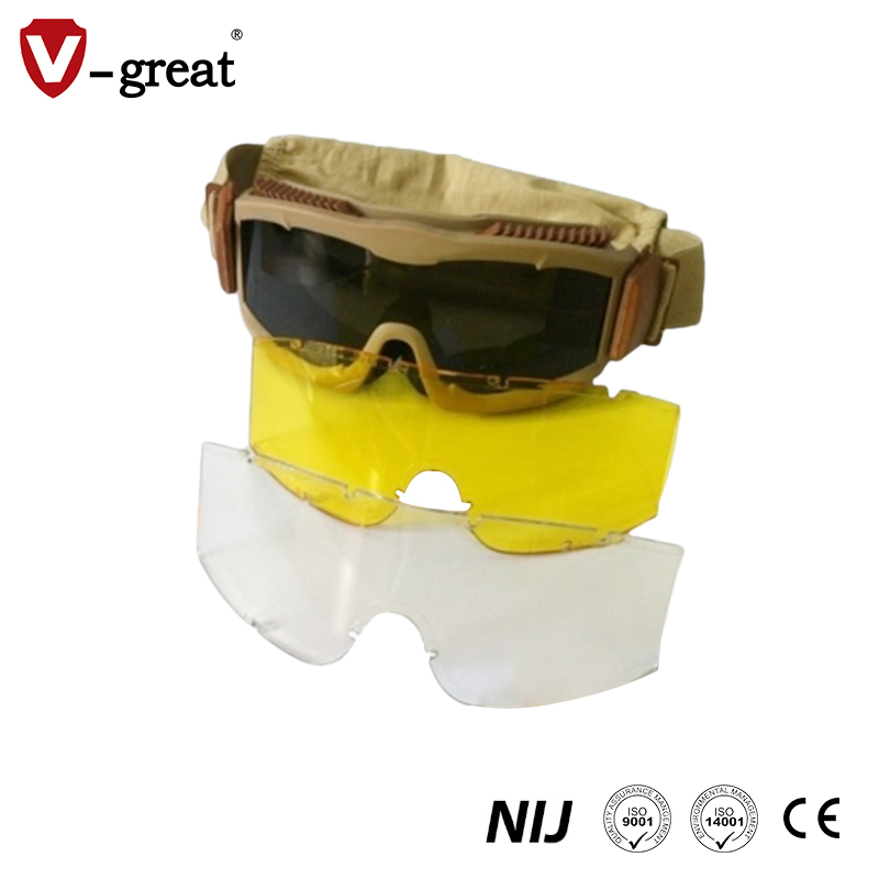UVA UVB Protection PC Transparent Tactical Goggles for Tactical Eye Protection