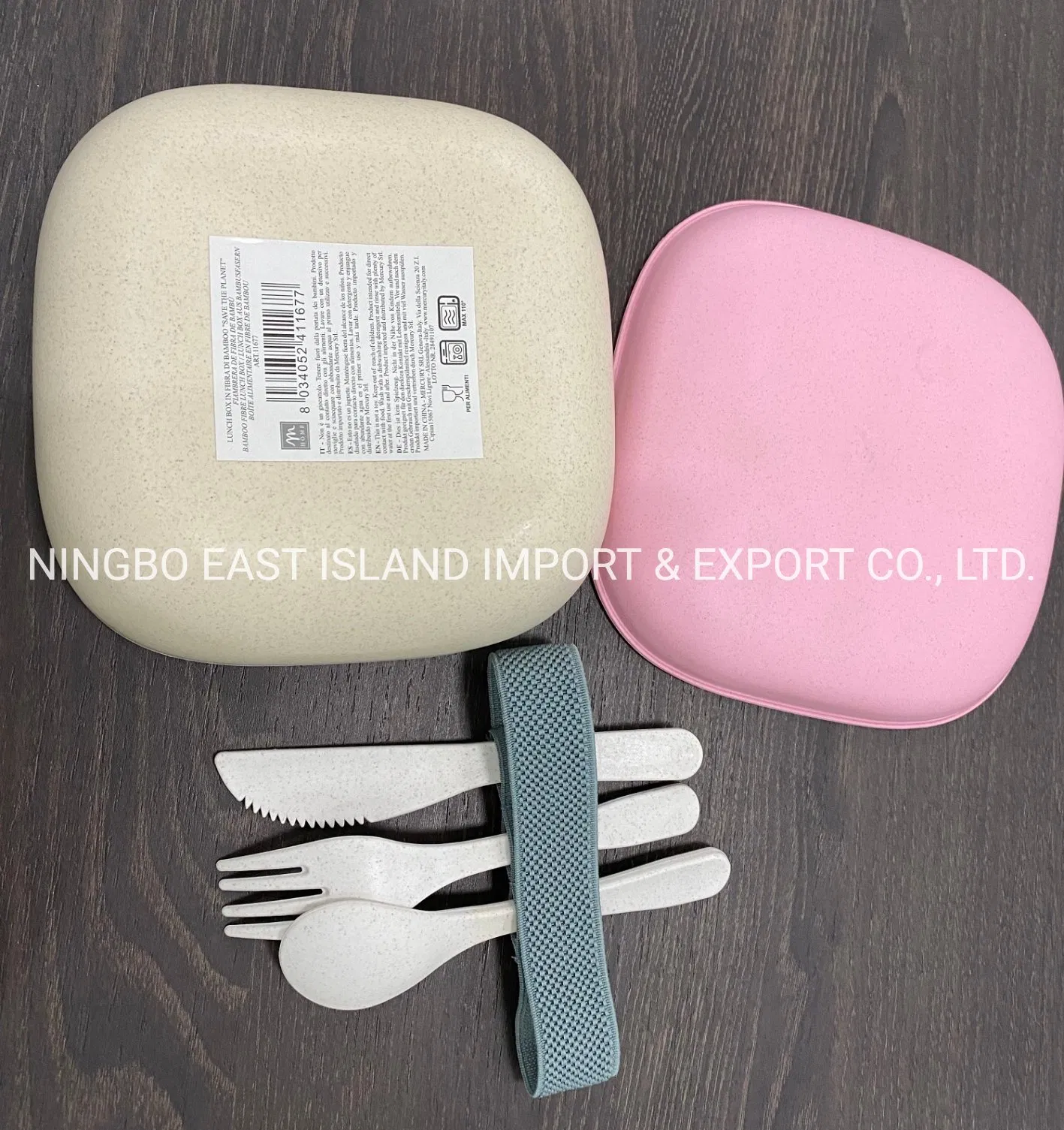 2023 Eco-Friendly Biodegradable School Lunch Box Bamboo Fiber Lunch Box with Dinnerware Sets