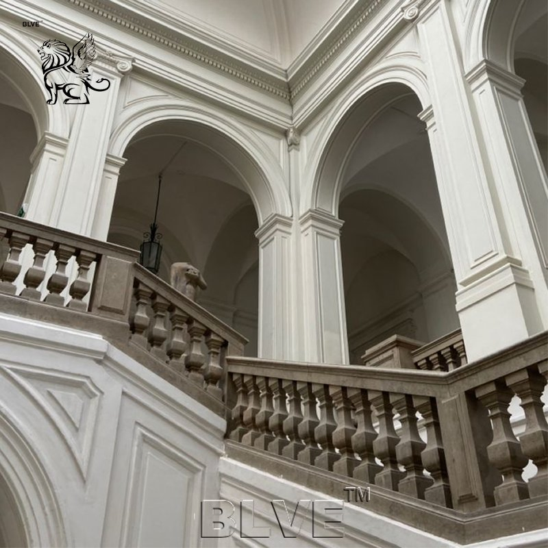 Modern Staircase Railing design Natural Stone Baluster Marble Handrail Factory Price