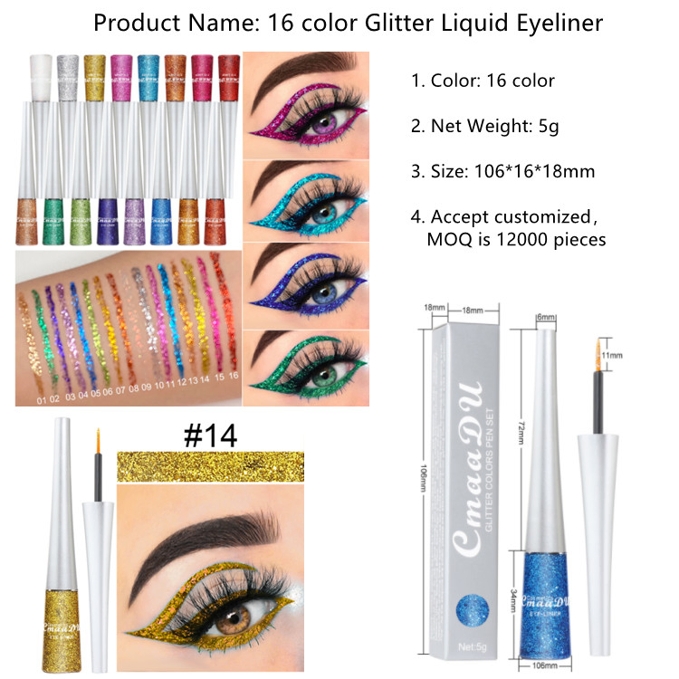 OEM/Oed Private Label Logo Glitter Liquid Eyeliner Shadow Pen Shining Liquid Eyeliner
