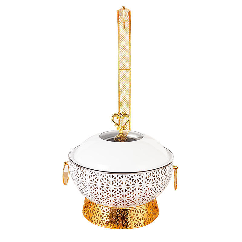 Big Size New Gold Plated Stainless Steel Buffet Stove Hotel Insulated Vegetable Stove
