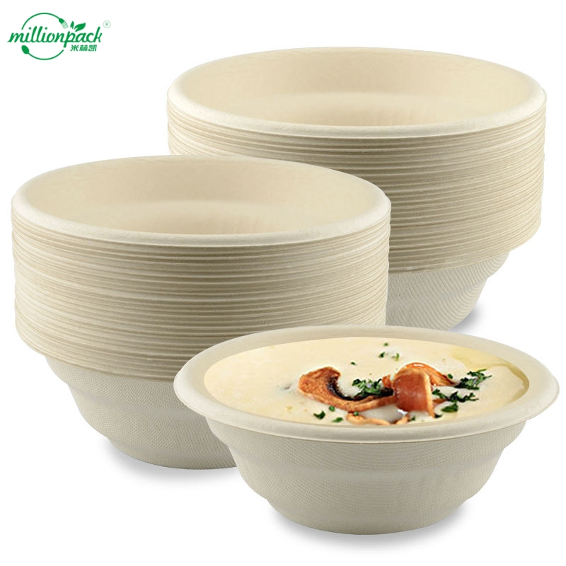 Eco-Friendly Biodegradable Lunch Bowl with Integrated Condiment Pockets