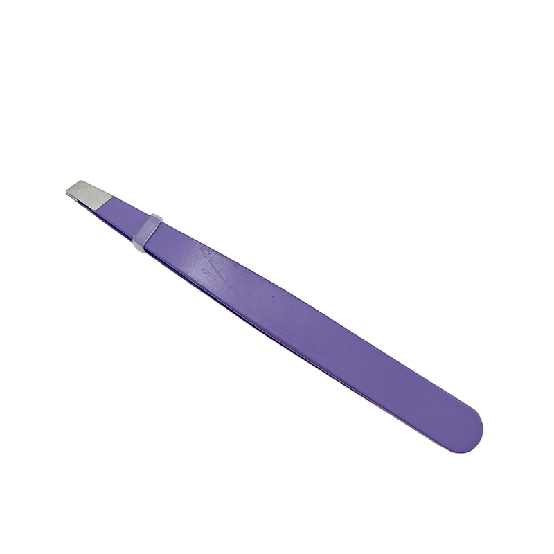 Custom Logo Eyebrow Clips Stainless Steel Slanted Mouth Eyebrow Tweezers