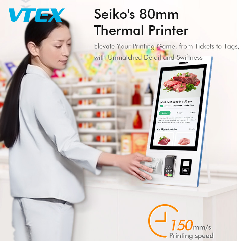 Counter Service Payment Kiosk AG Tempered Glass 21.5 27 32 Inch Wall Mount POS Self Ordering Machine