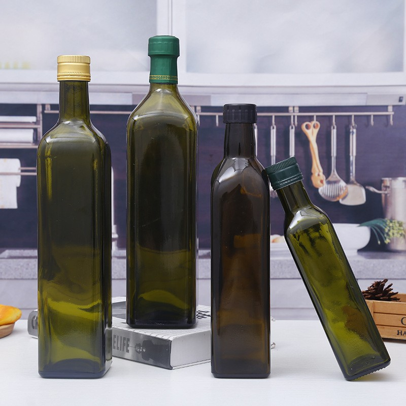 100ml 250ml 500ml 750ml 1000ml Square Green Clear Oil Dispenser Bottle Glass Olive Oil and Vinegar Dispenser